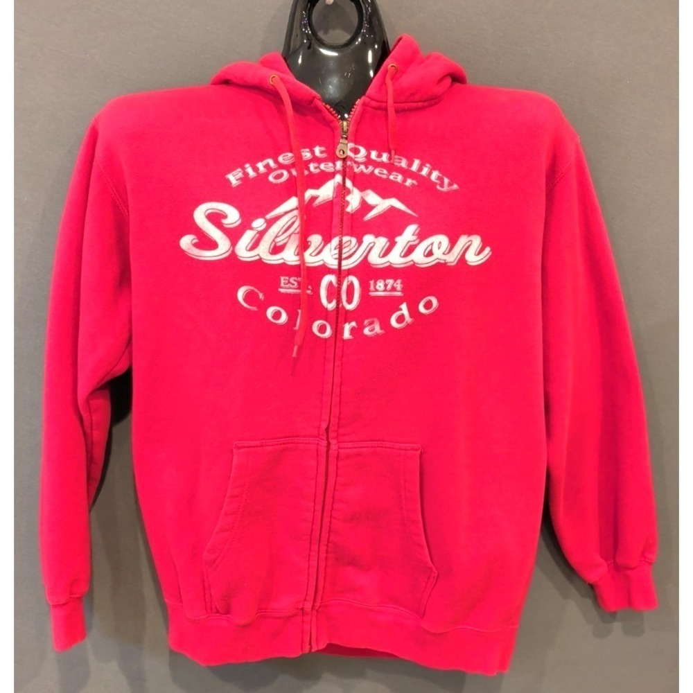 Prairie Mountain Silverton Colorado Zip Hoodie XL Red Graphic Sweatshirt